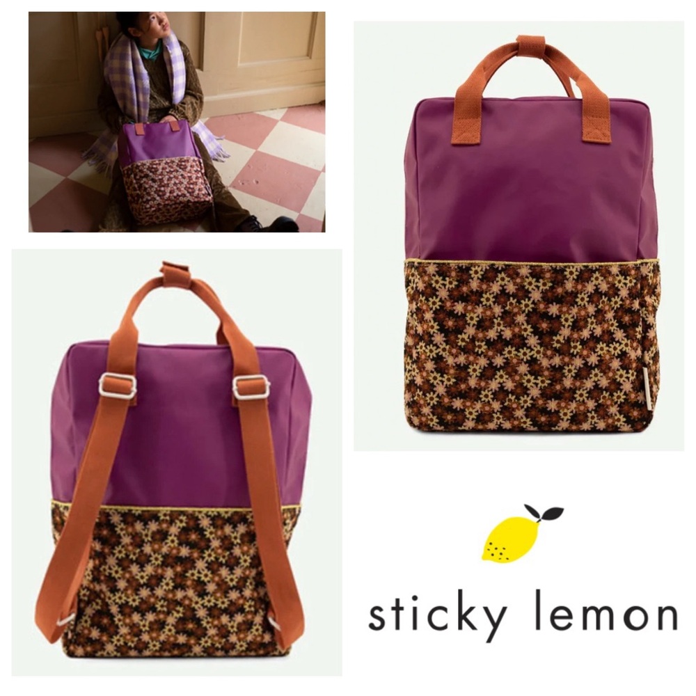Sticky Lemon Golden Large Backpack | Purple Tales + Flower Field Pink